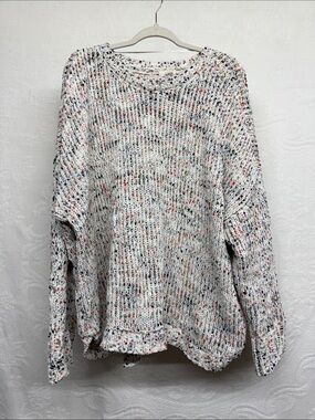 Cupid Cream Speckled Open-Knit Crewneck Sweater